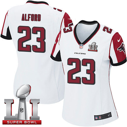 Nike Falcons #23 Robert Alford White Super Bowl LI 51 Women's Stitched NFL Elite Jersey